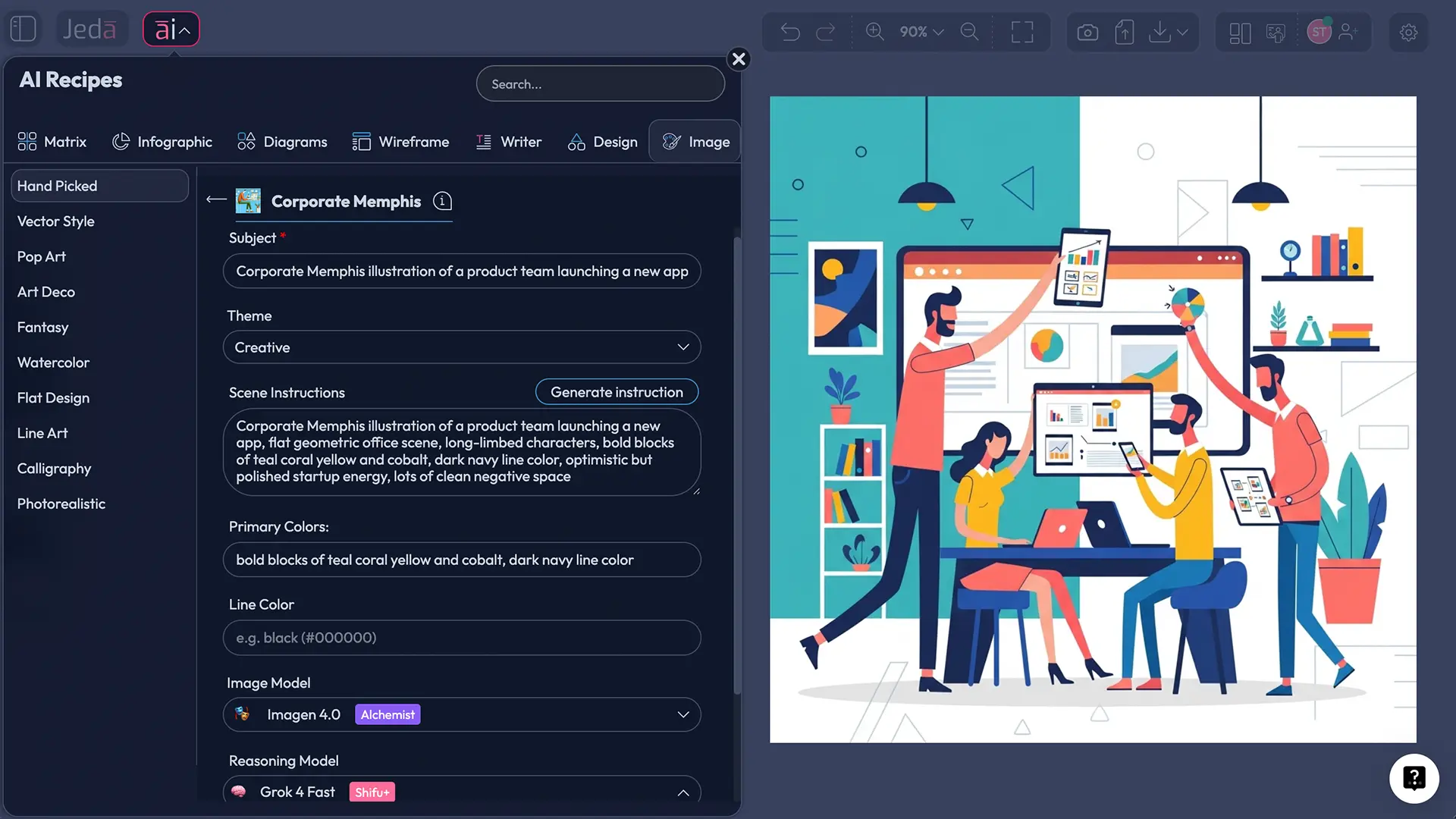 Corporate Memphis Art with AI: Create Playful Brand Visuals Faster in Jeda.ai