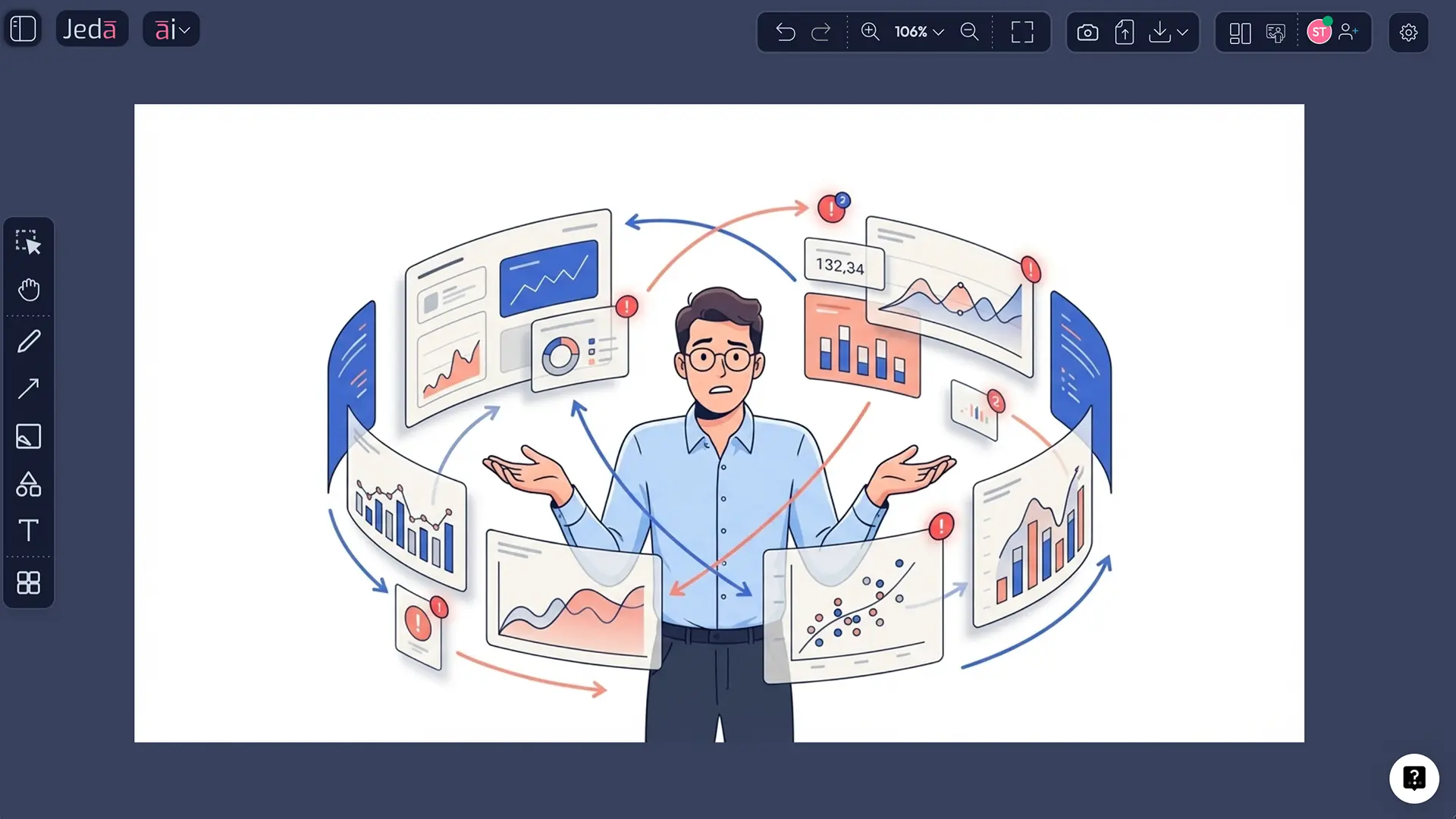 Perplexed web illustration hero example for SaaS site