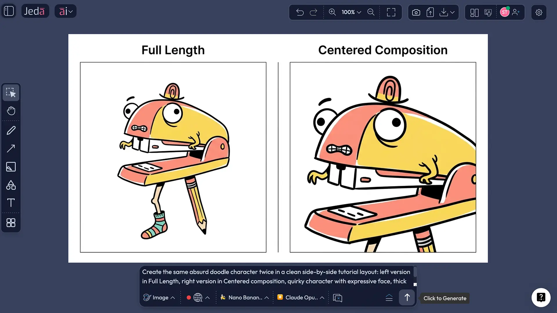 Absurd Doodle Characters AI Art framing comparison