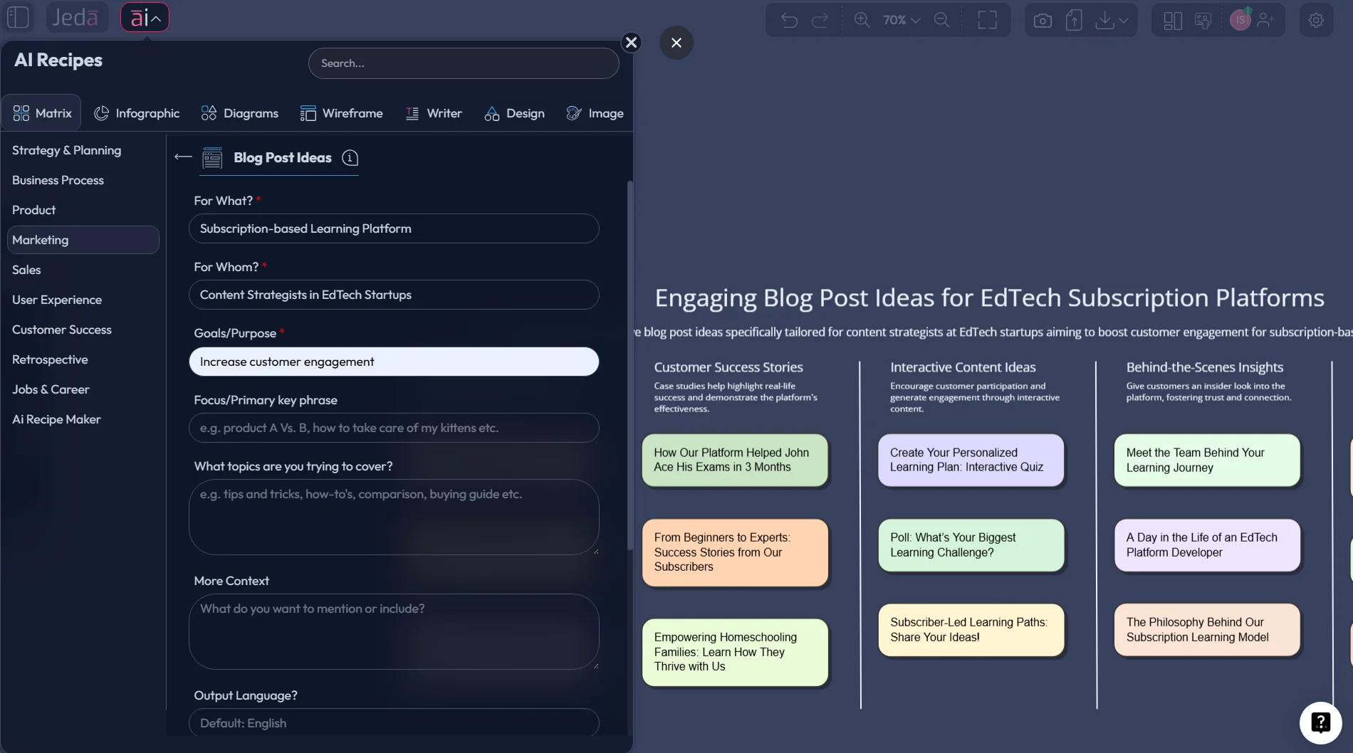 Blog Post Ideas with AI: Build a Smarter Content Matrix in Jeda.ai