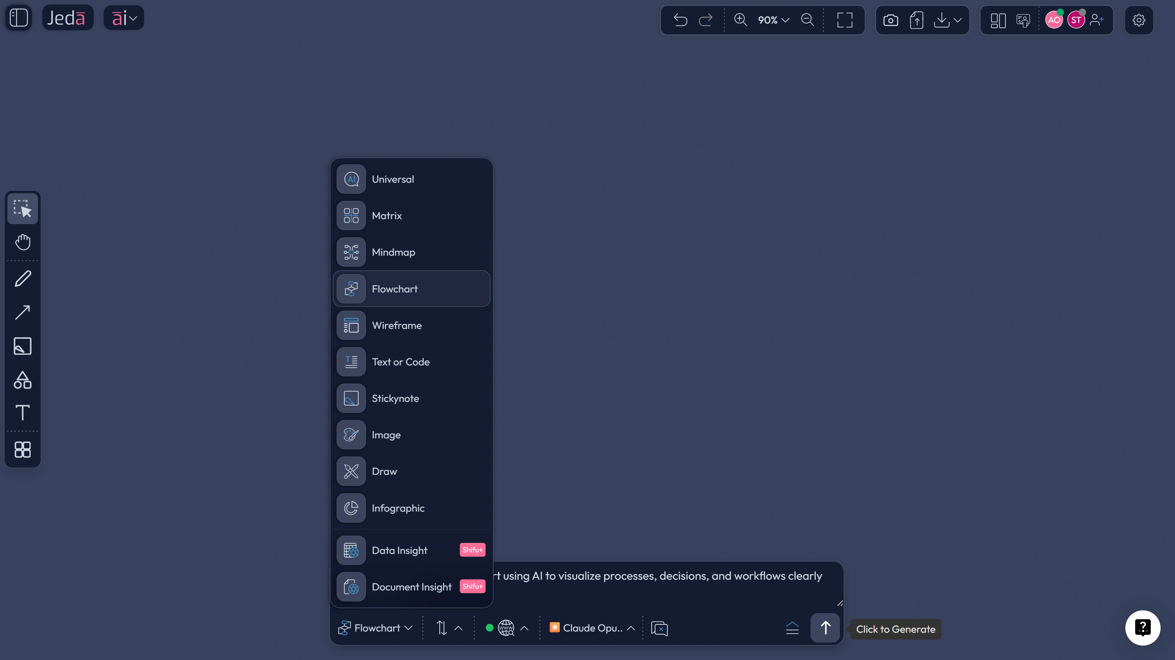 Prompt Bar flowchart AI generation example