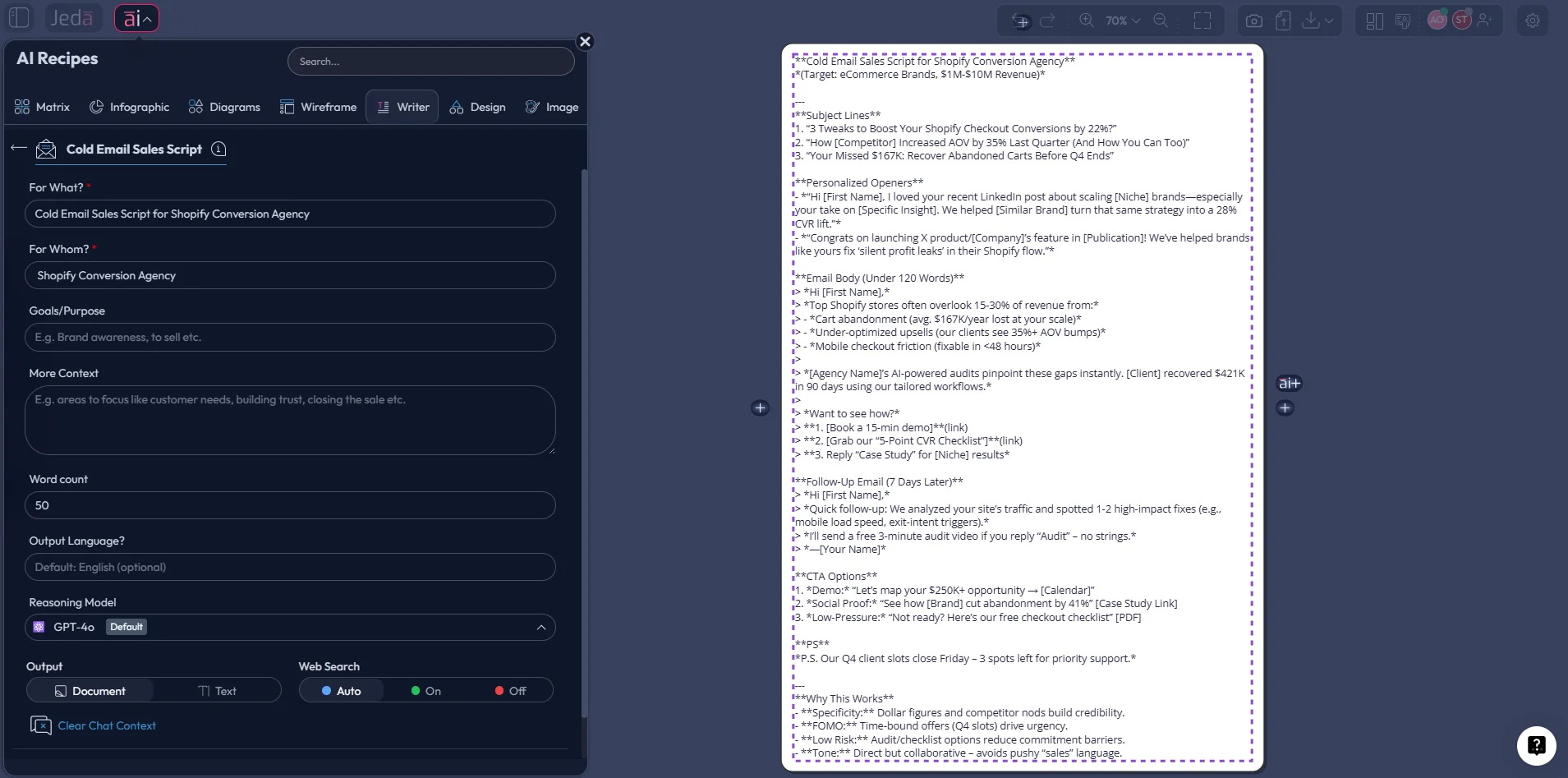 Cold call sales script board example in Jeda.ai
