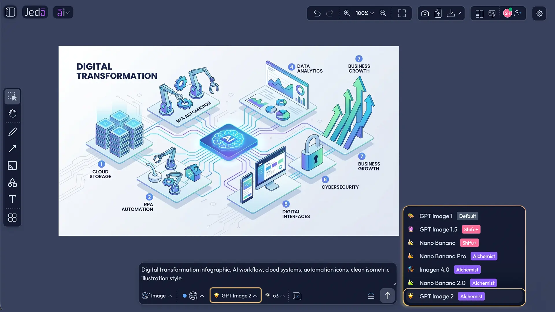 Jeda.ai upgraded AI model stack interface