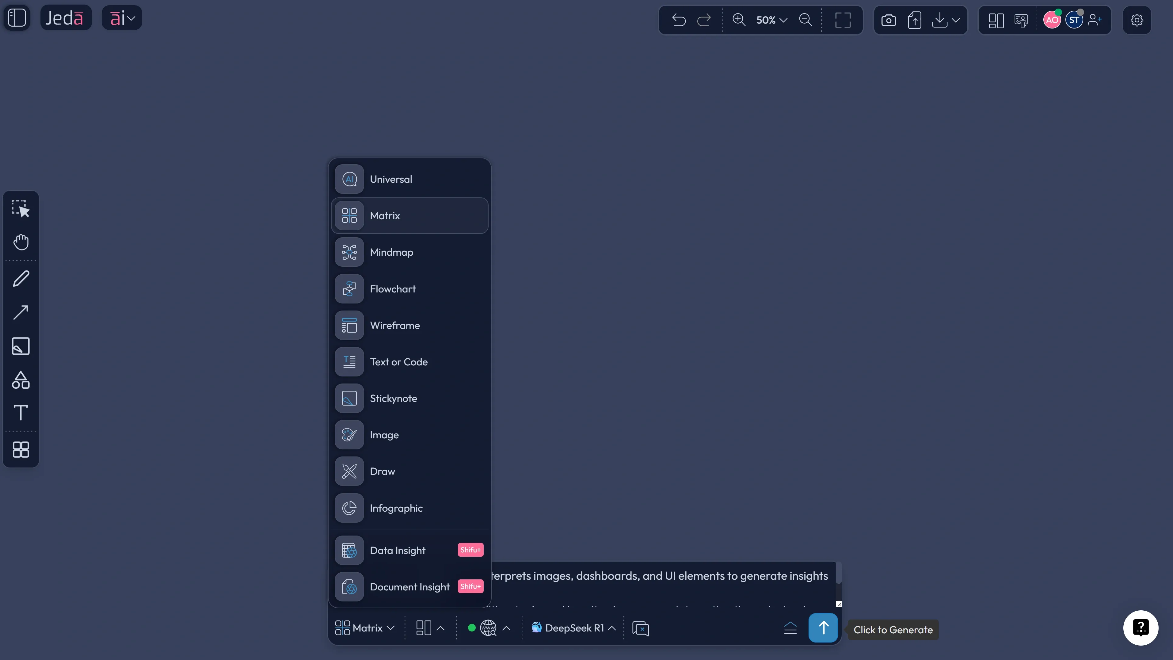 Visual AI Agent prompt in Jeda.ai Prompt Bar