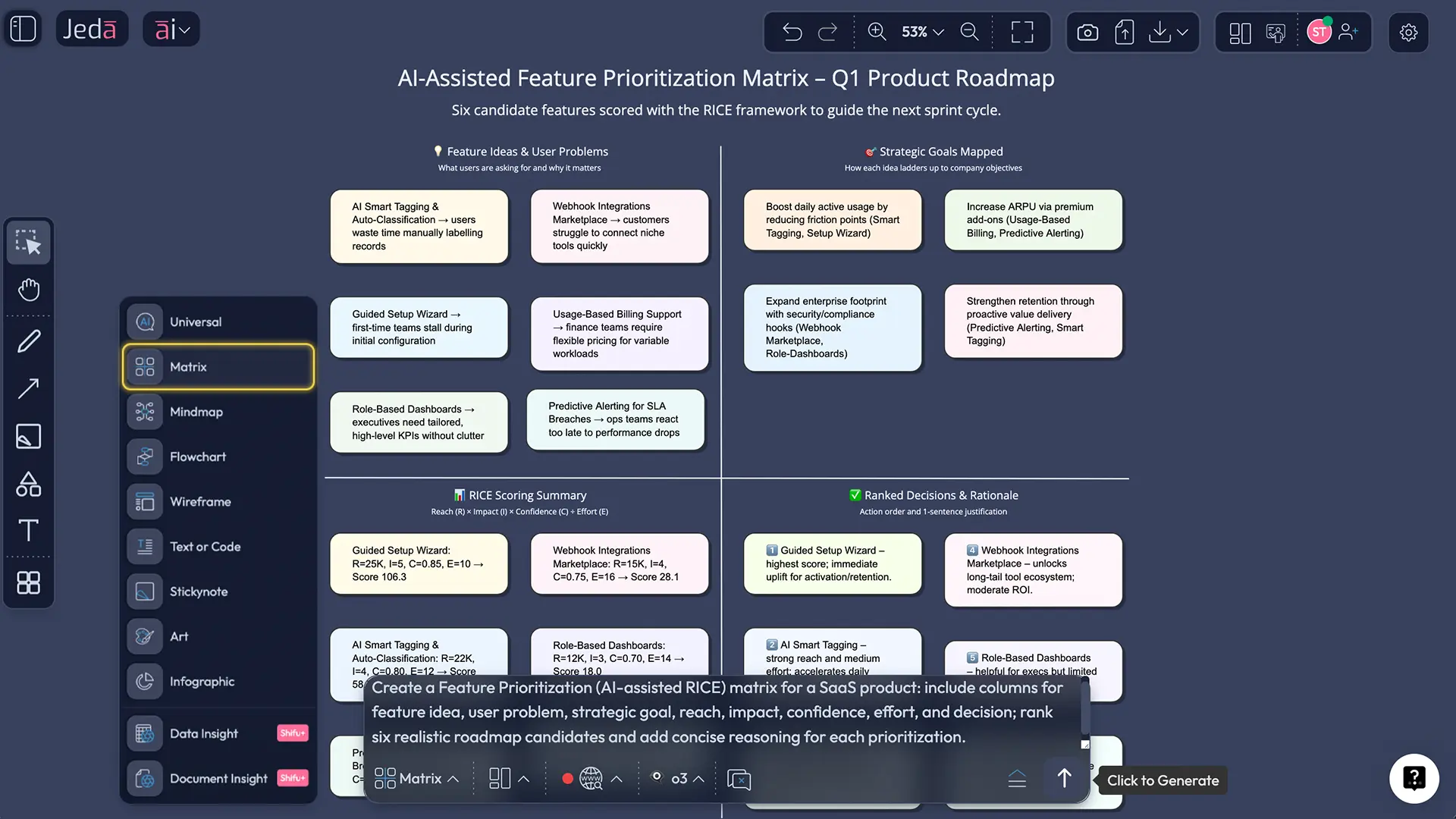 Prompt Bar for Feature Prioritization with AI