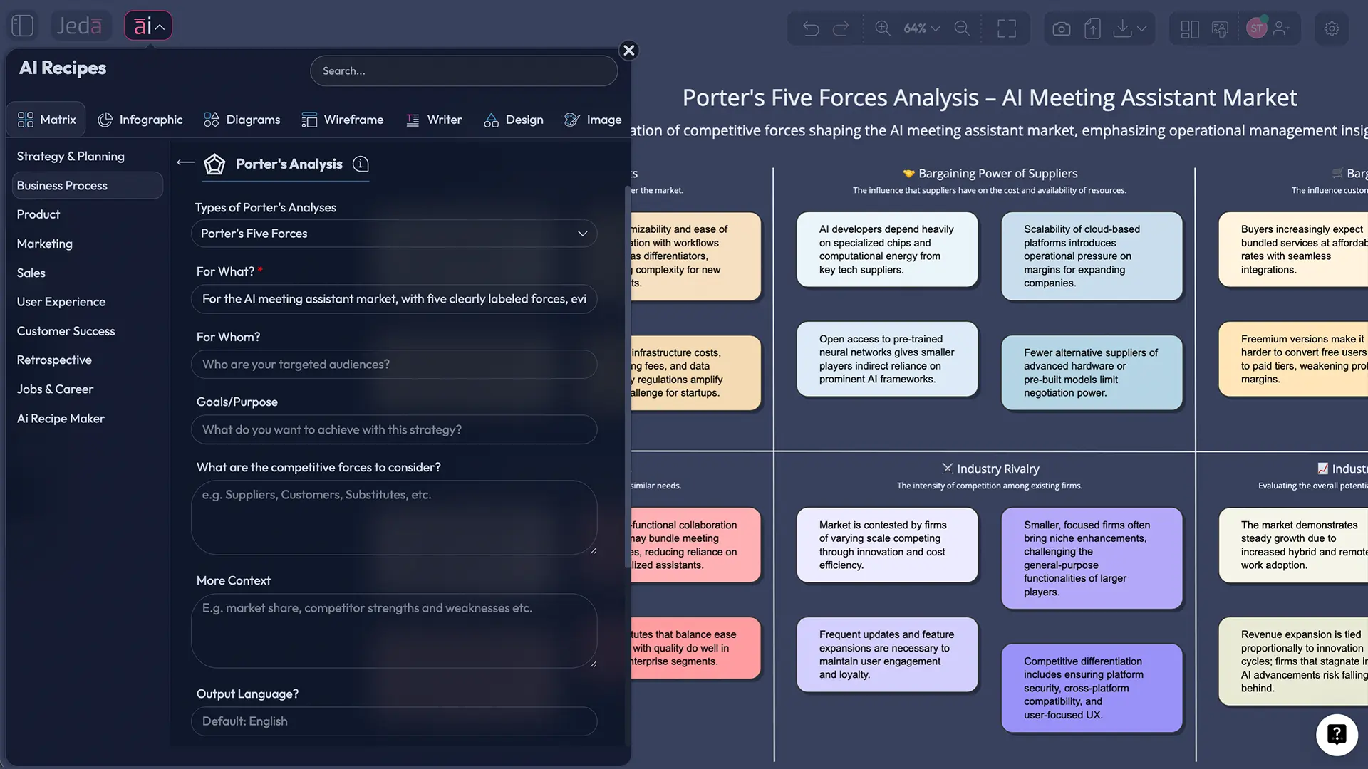 Porter's Five Forces with AI: Build a Better Industry Analysis in Jeda.ai