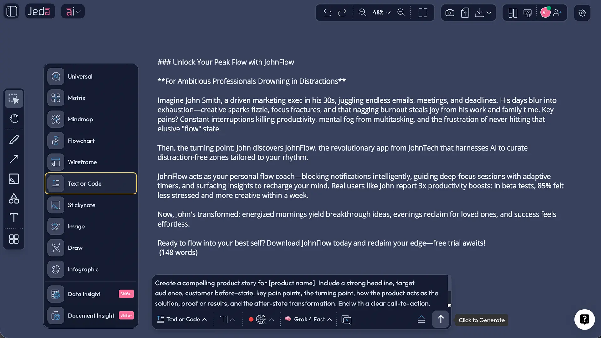 Prompt Bar generating a sales SOP template