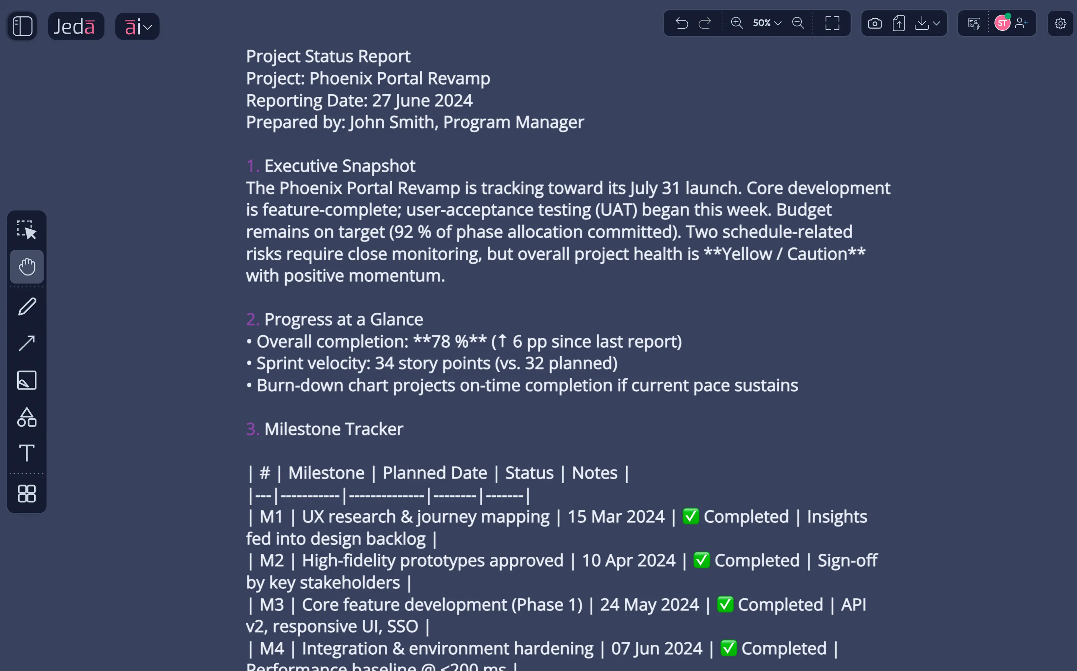 Project Status Report