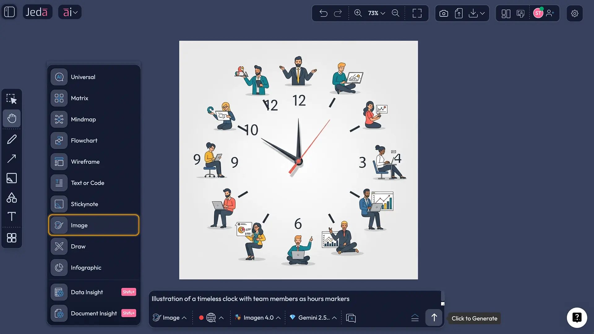 Corporate Memphis Art with AI prompt bar workflow